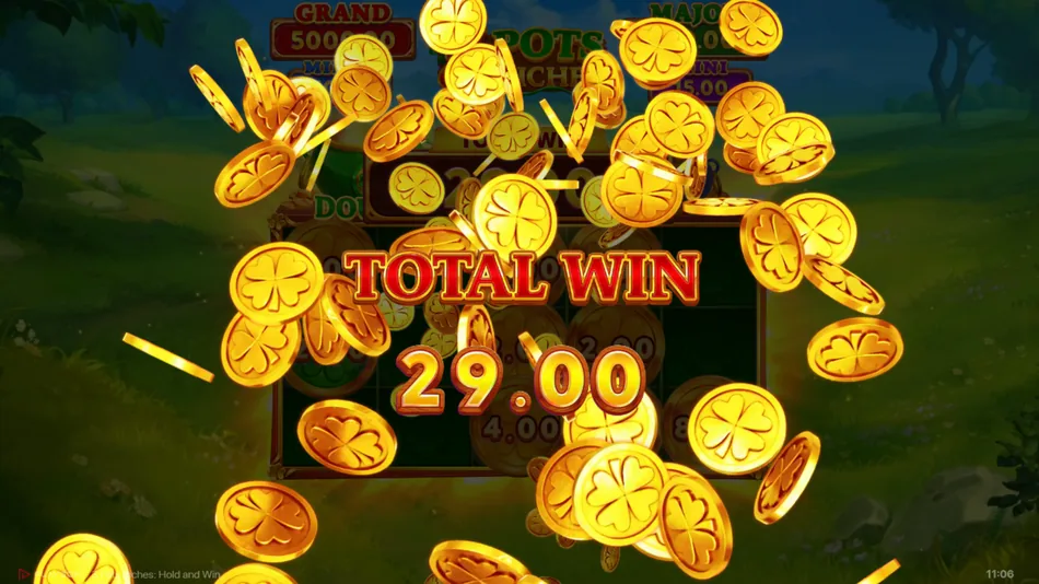 Blue Clover Coin with collection arrows pulling values from the other cells of the grid